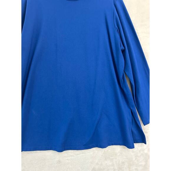 Susan Graver Blue A-Line Tunic Top 2X Button Detail Flowy - Picture 2 of 8